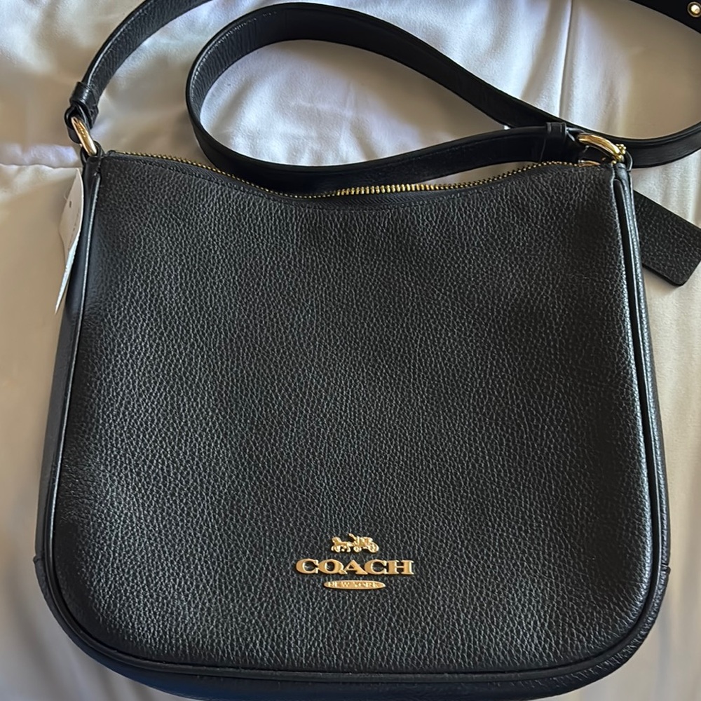 Coach Black Pebbled Leather Messenger Bag